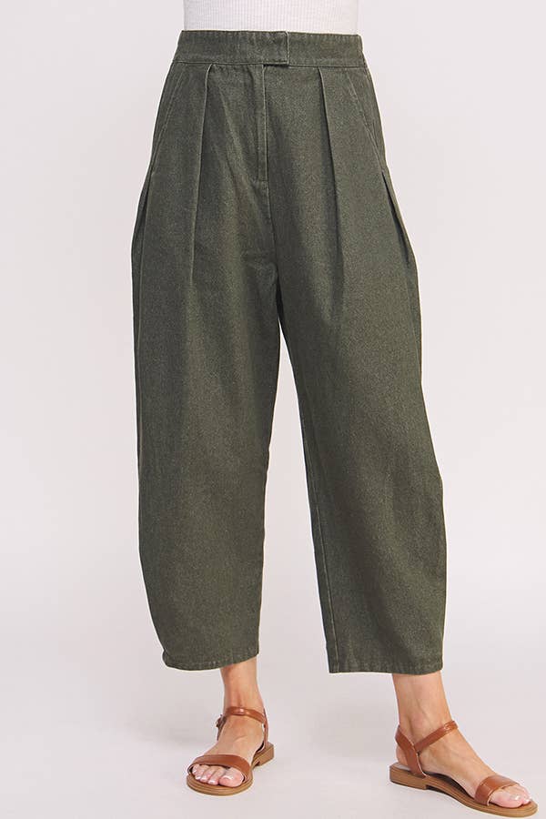 High Waisted Barrel Pants in Olive - Image 5