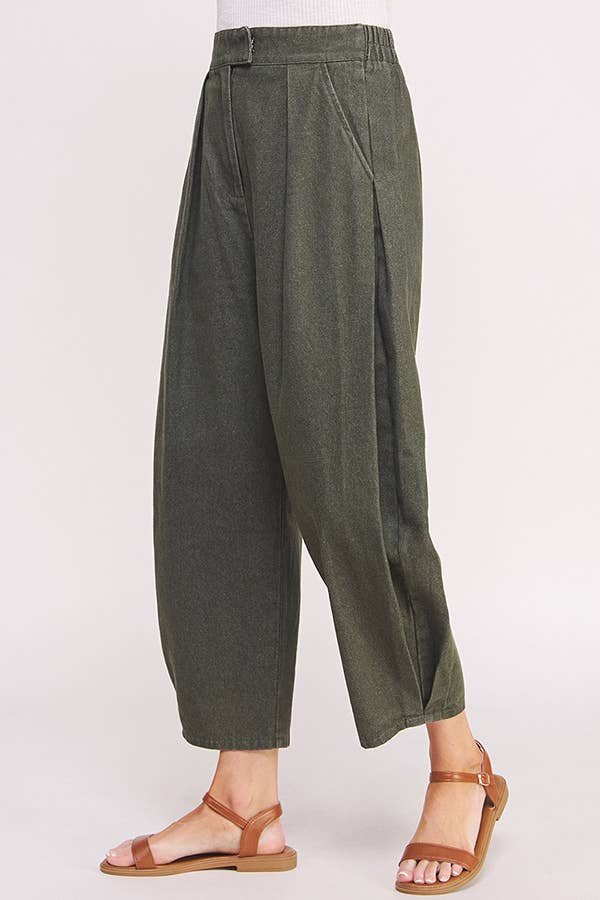 High Waisted Barrel Pants in Olive - Image 6