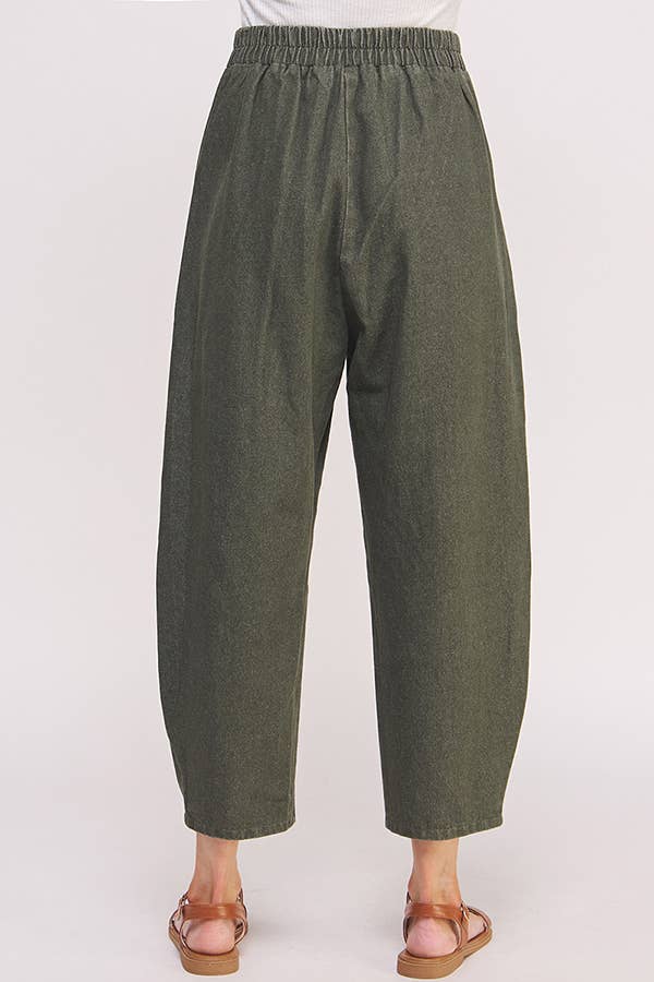 High Waisted Barrel Pants in Olive - Image 7