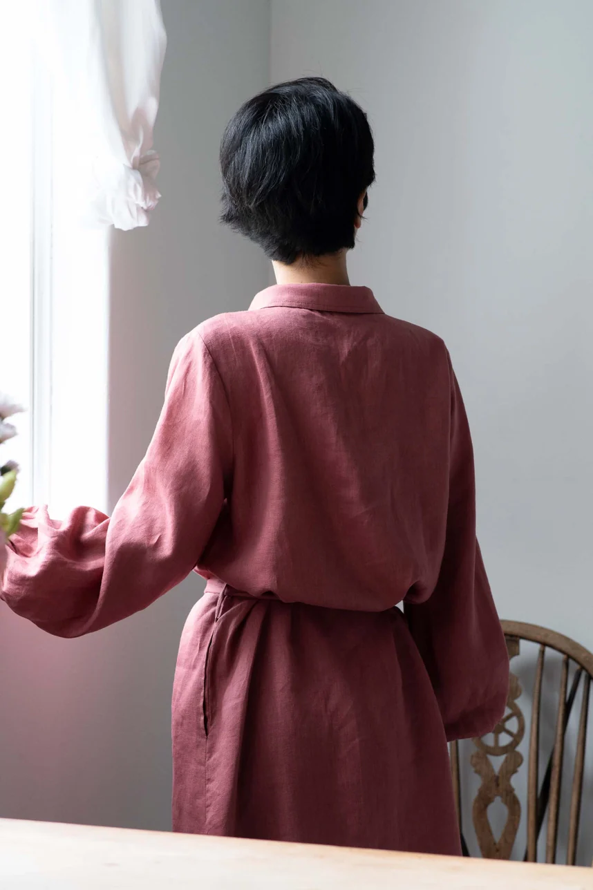 Ivy Dress Rosewood - French Linen - Image 4