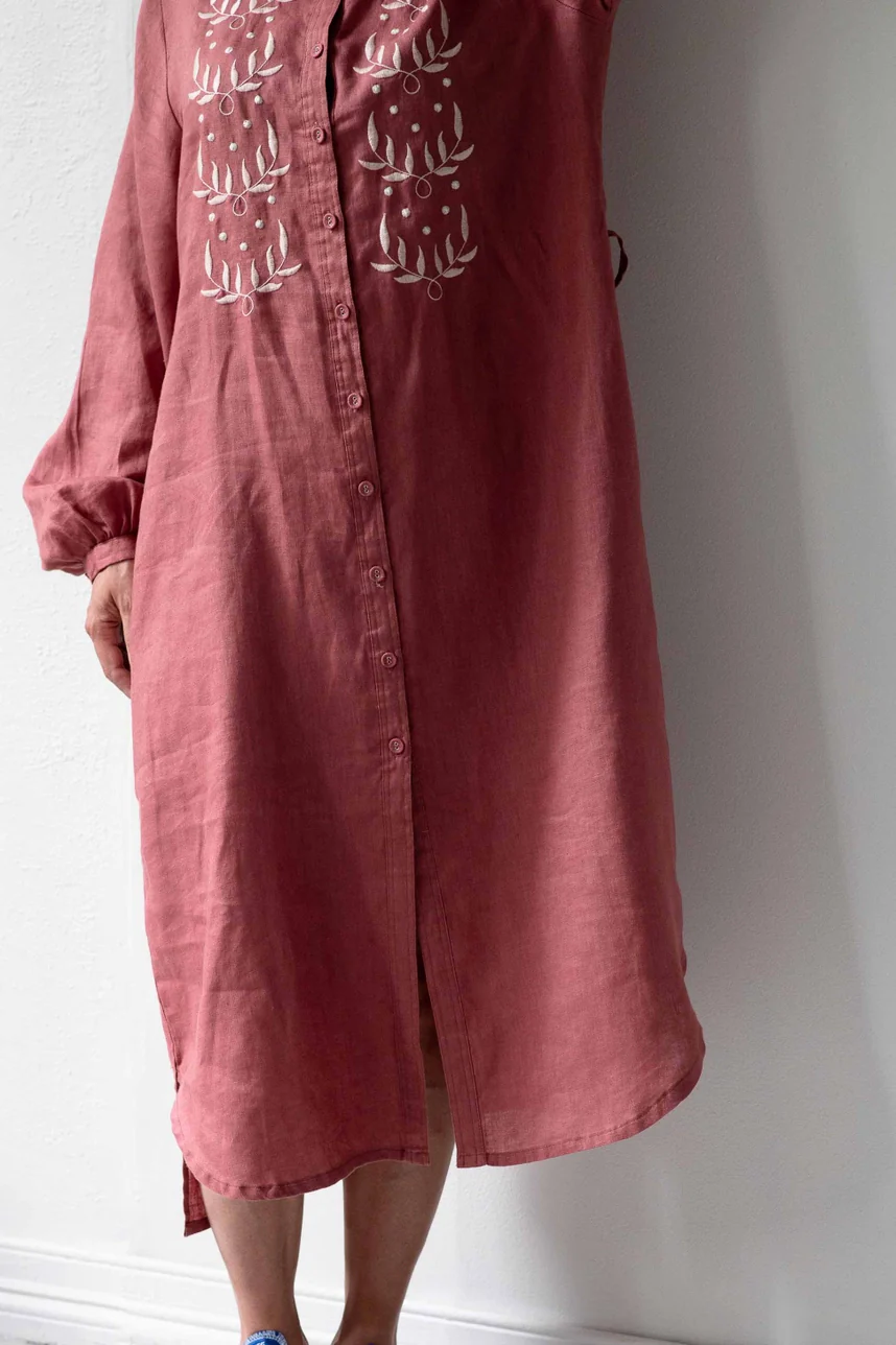 Ivy Dress Rosewood - French Linen - Image 5