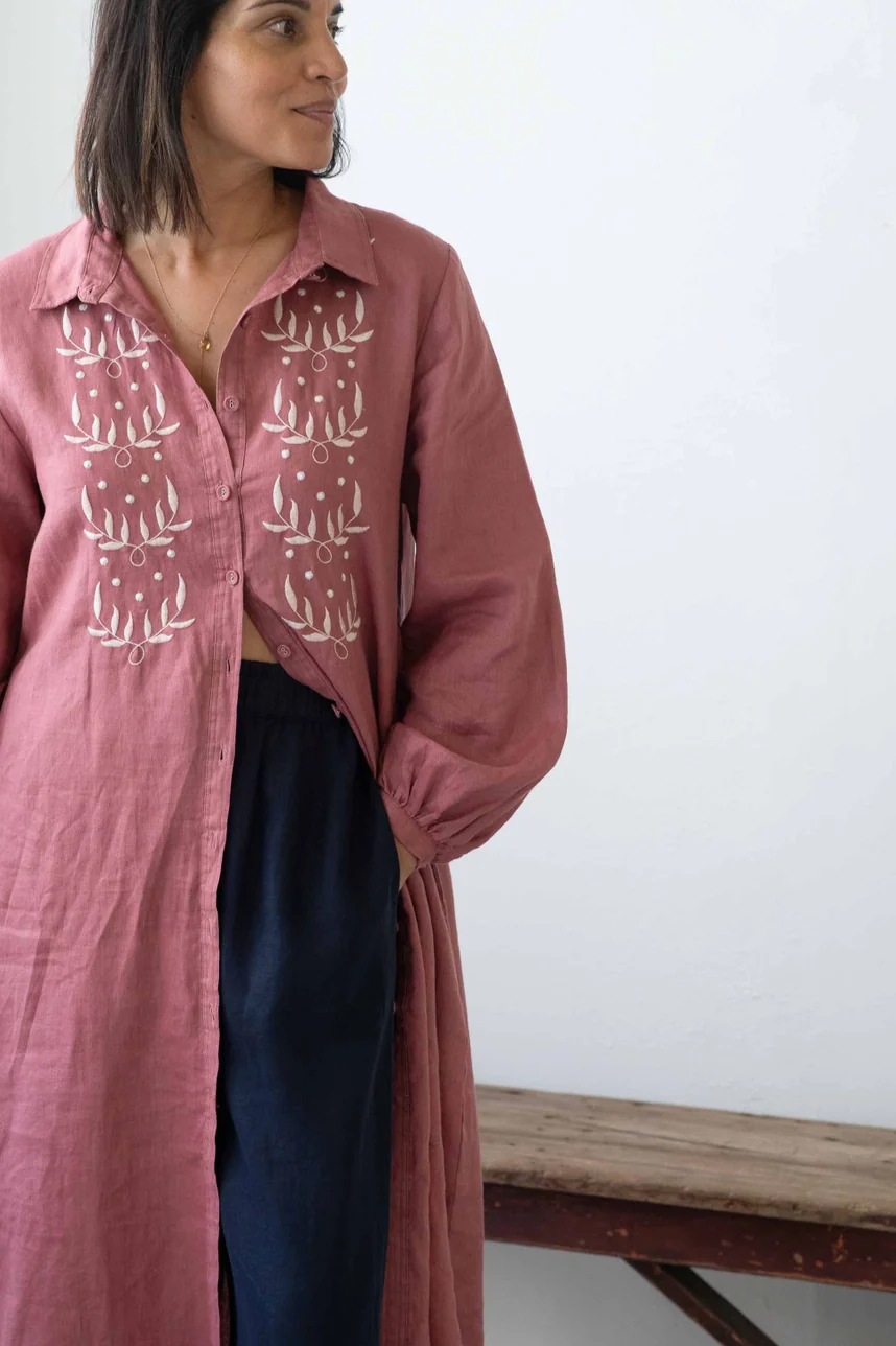 Ivy Dress Rosewood - French Linen - Image 6