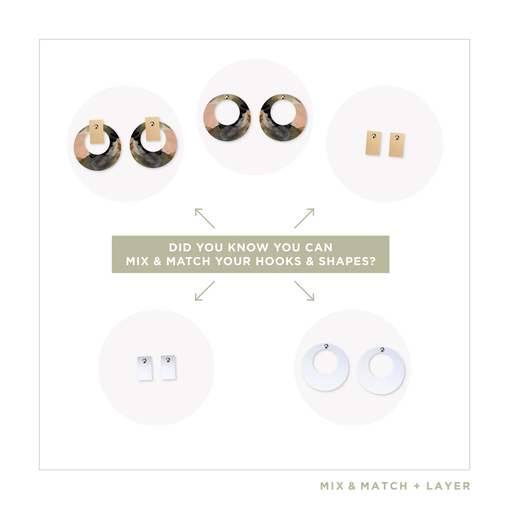 Kiasmin 2 Elegance Layered Small Retro Stud Earrings - Image 5