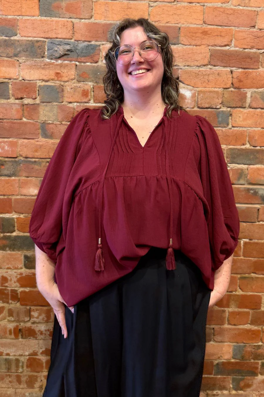 Kimberly Flowy Blouse - Burgundy - Image 6