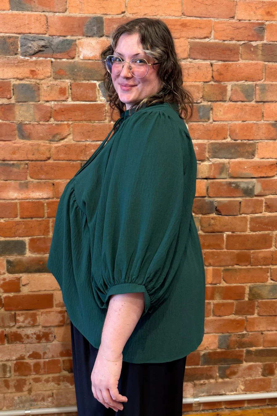 Kimberly Flowy Blouse - Hunter Green - Image 5