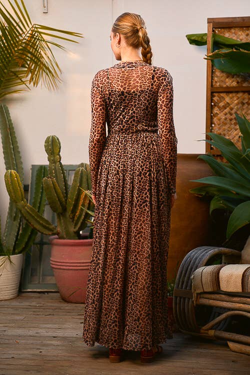 Lara Leopard Print Mesh Maxi Dress - Image 3