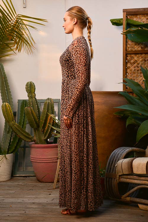 Lara Leopard Print Mesh Maxi Dress - Image 4