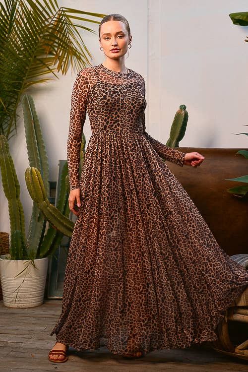Lara Leopard Print Mesh Maxi Dress - Image 5