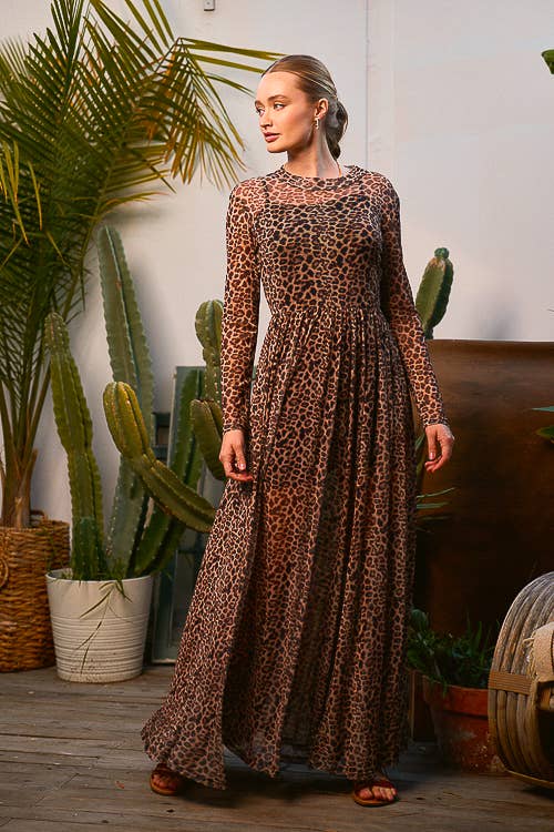 Lara Leopard Print Mesh Maxi Dress - Image 6