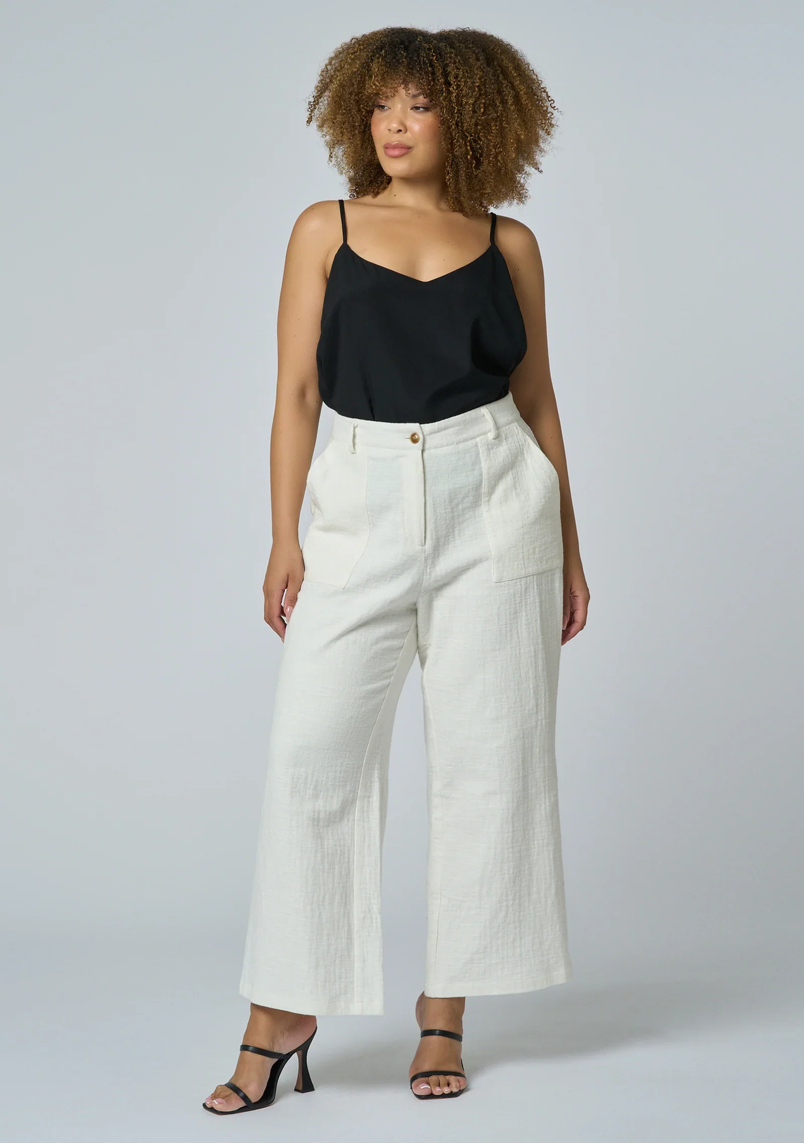 Lila Linen Wide Leg Pant - White - Image 3
