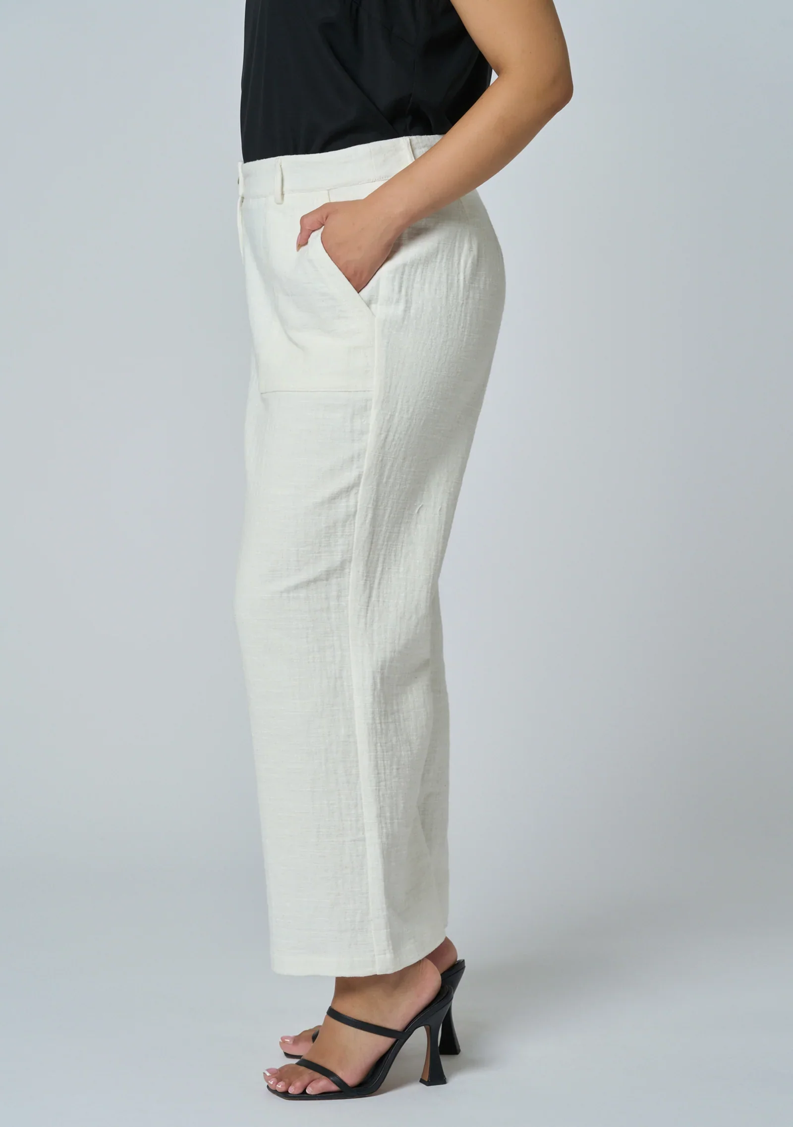 Lila Linen Wide Leg Pant - White - Image 4