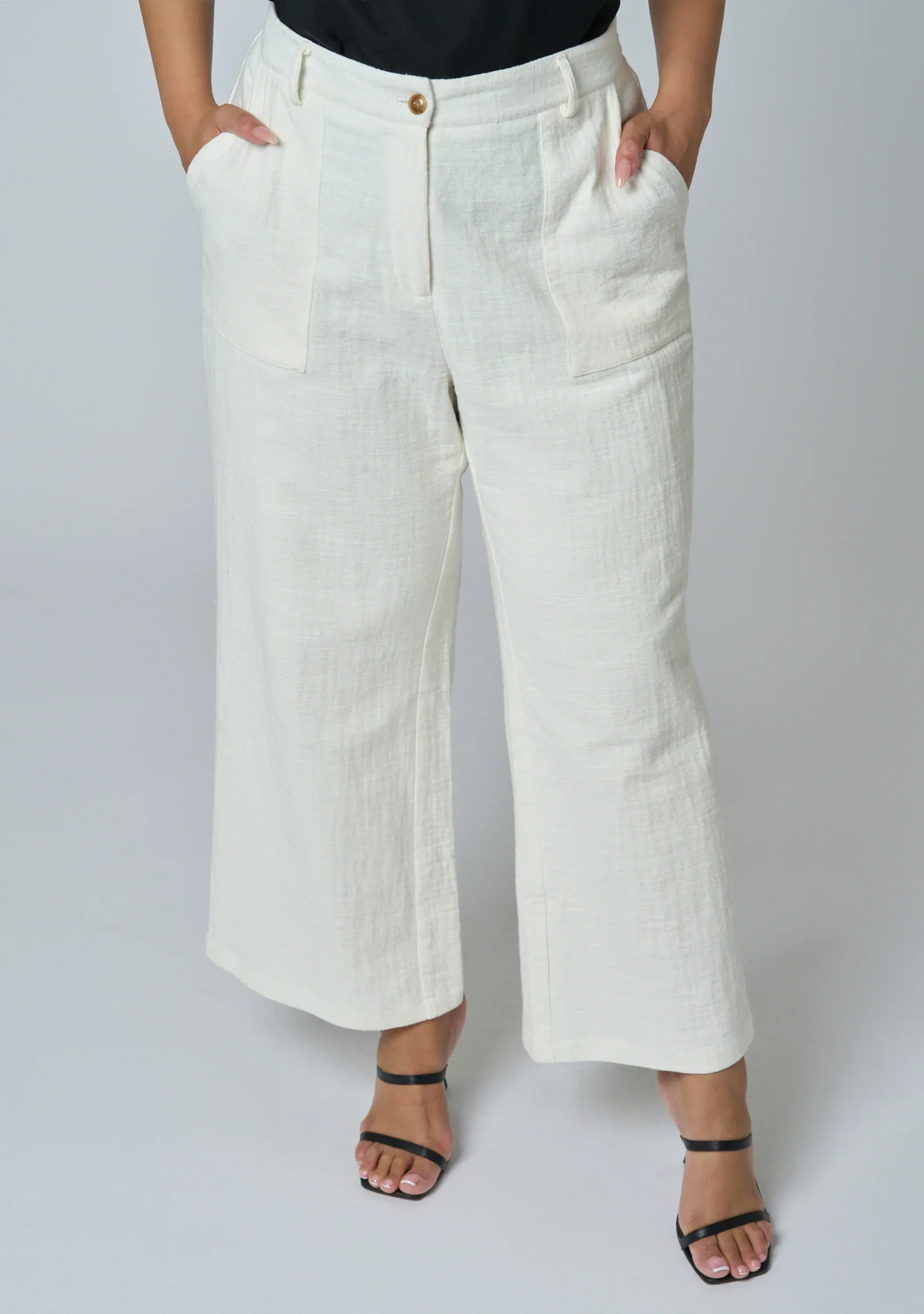 Lila Linen Wide Leg Pant - White - Image 6
