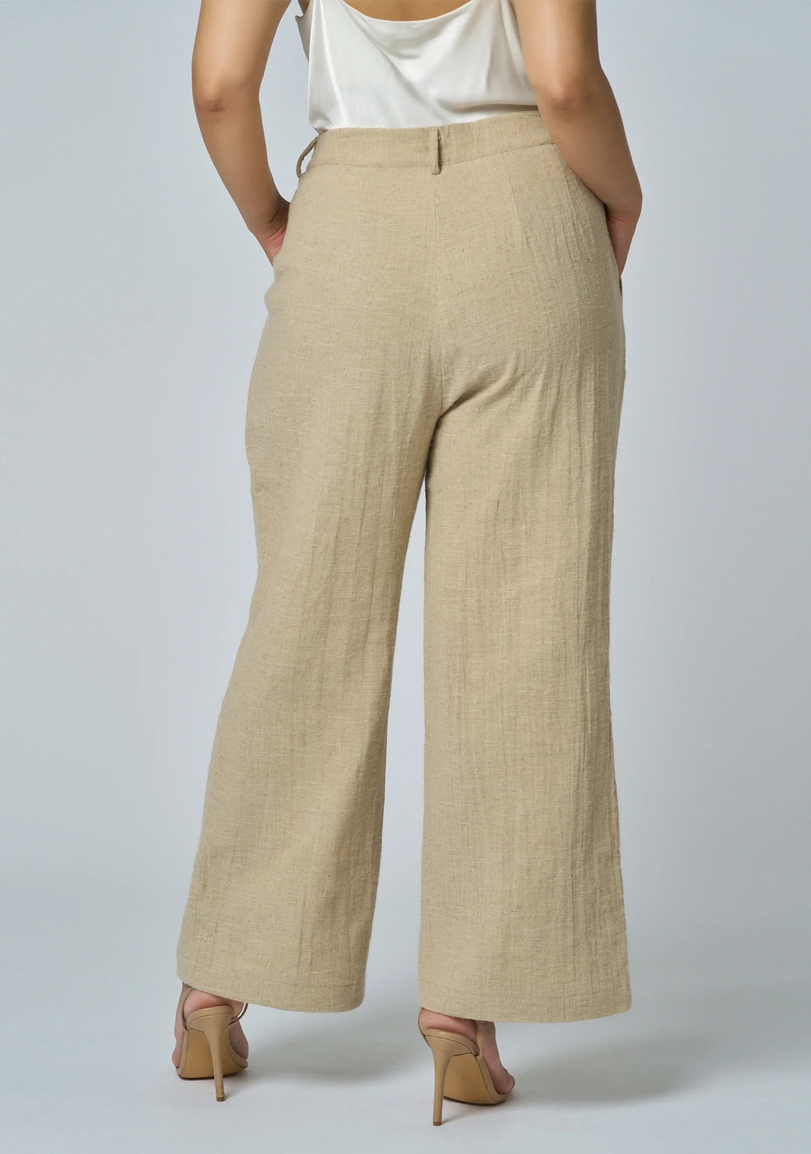 Lila Linen Wide Leg Pant - Natural - Image 5