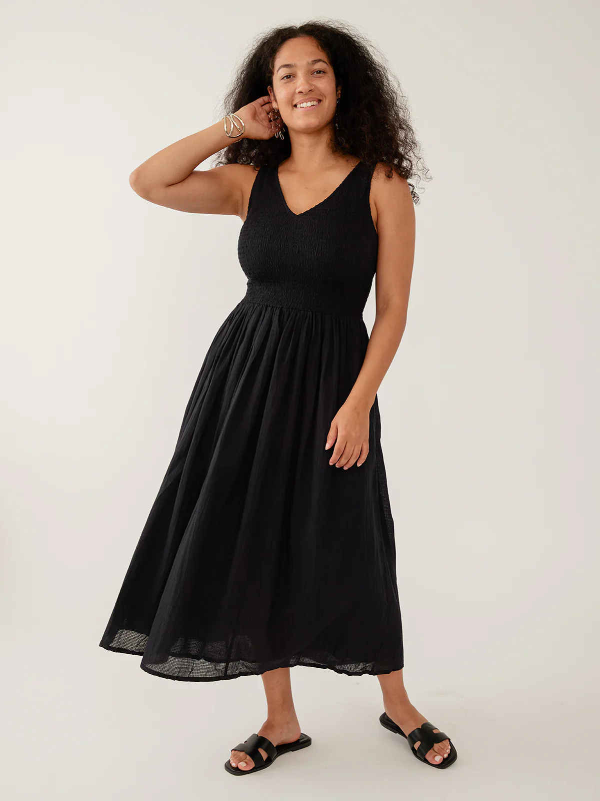 Lily V-Neck Sleeveless Dress - Black - Image 6