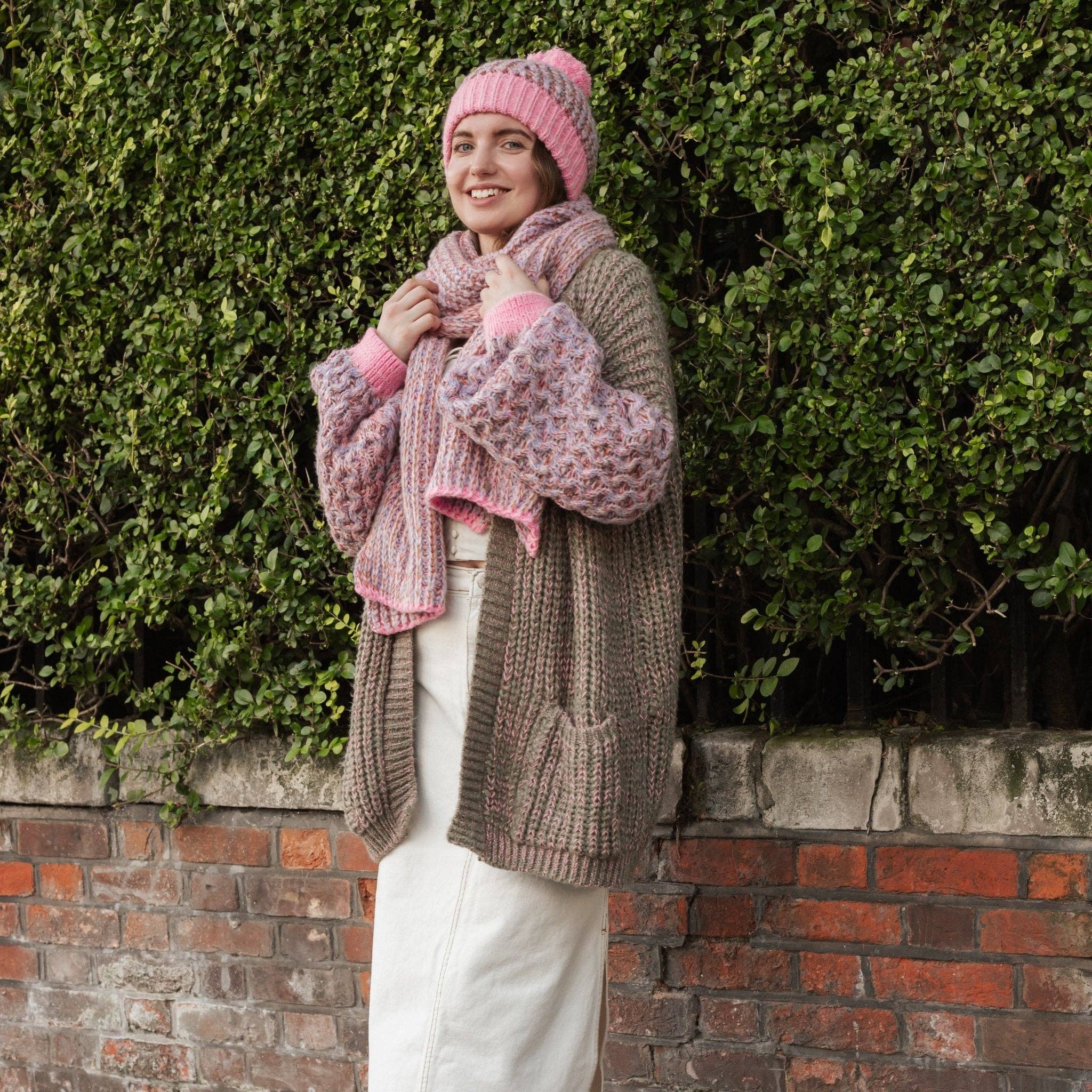 Lolly Hat Twist Bobble Pink Beanie - Image 4