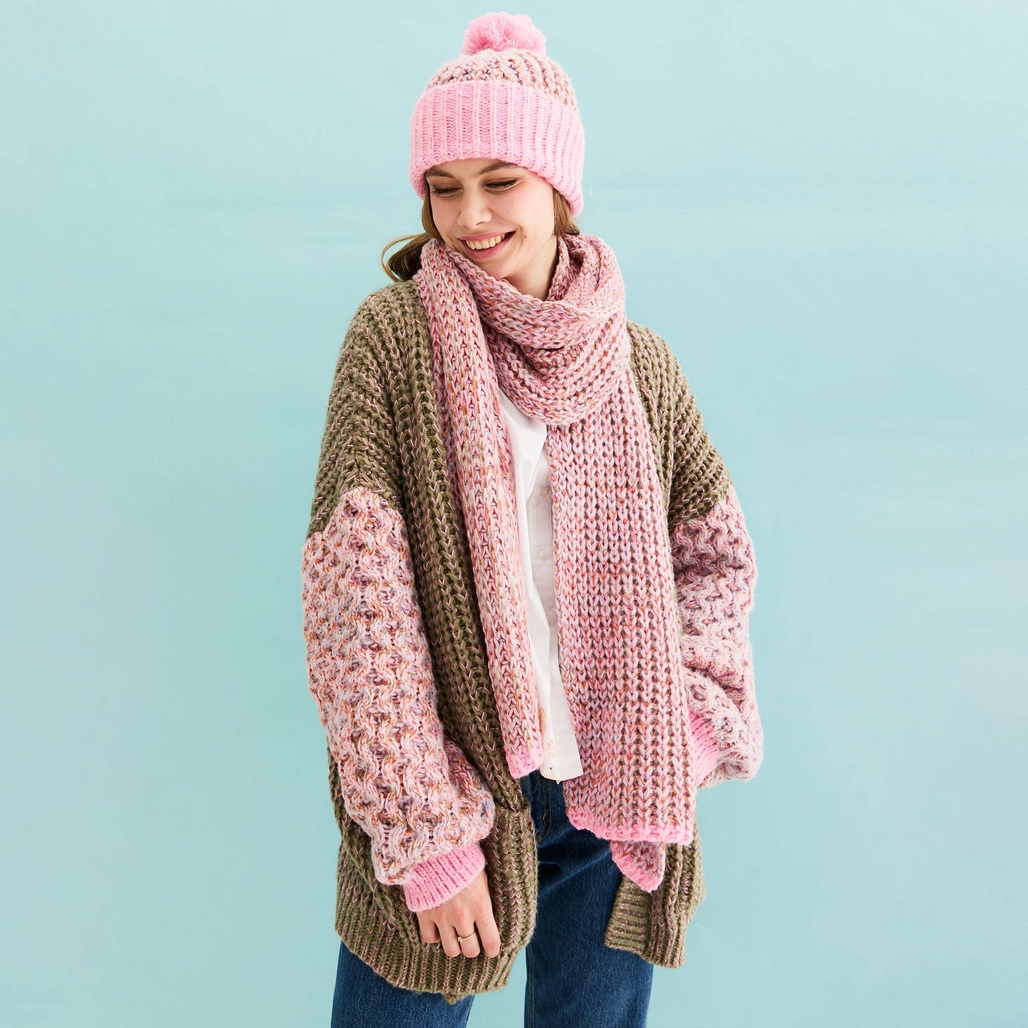 Lolly Hat Twist Bobble Pink Beanie - Image 5