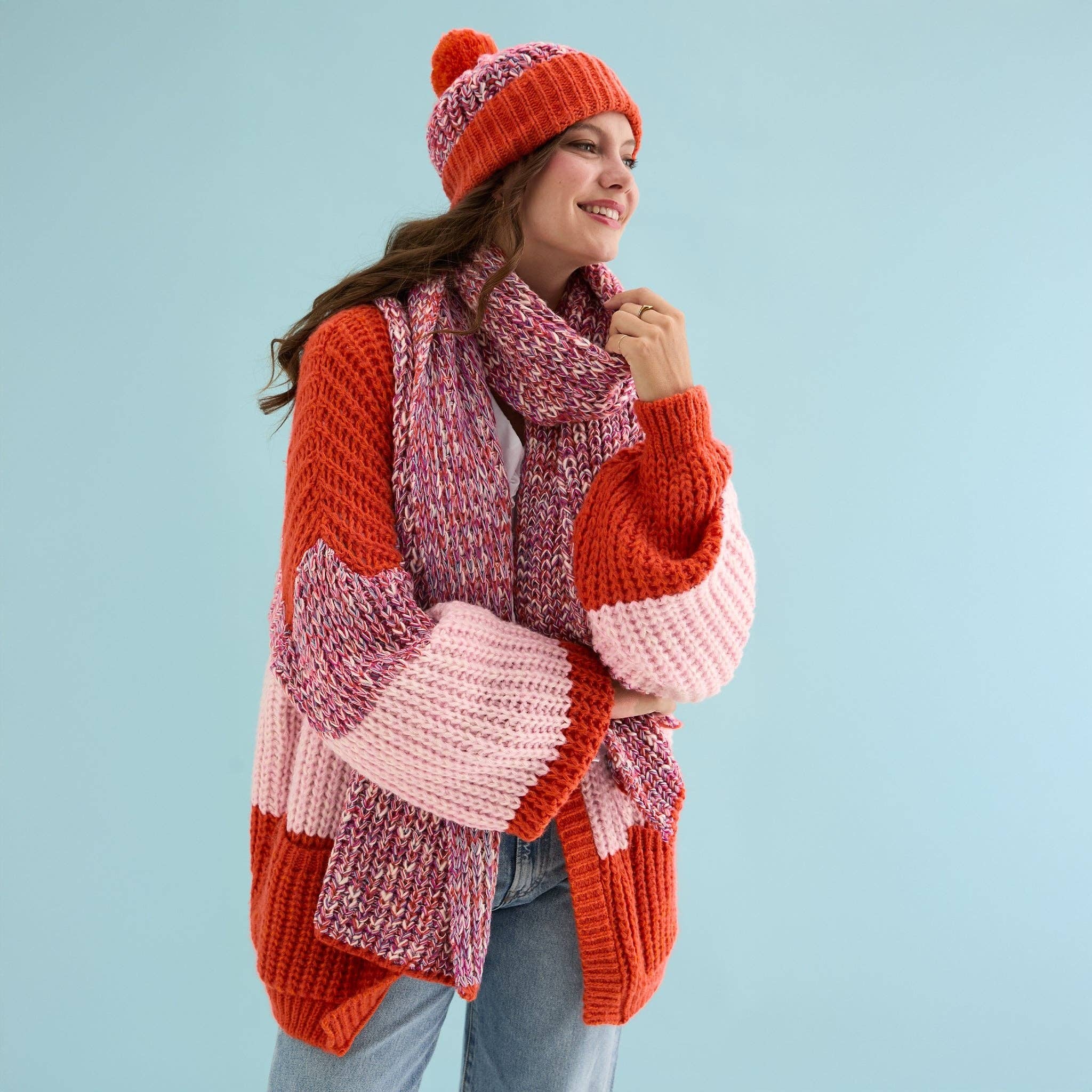 Lolly Twist Bobble Beanie Hat - Orange - Image 5