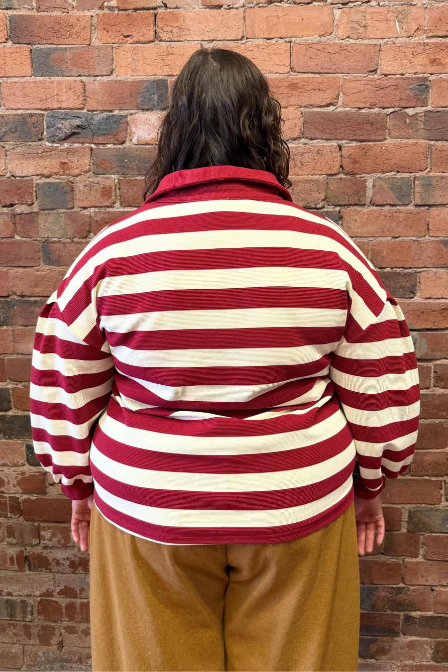 Lucy Striped Ottoman Pullover - Dark Red - Image 10