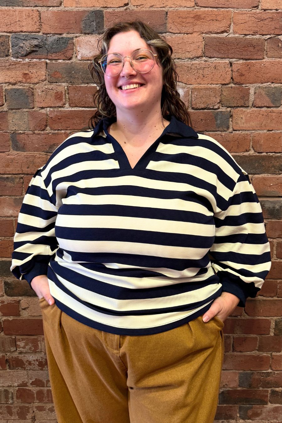 Lucy Striped Ottoman Pullover - Navy - Image 4