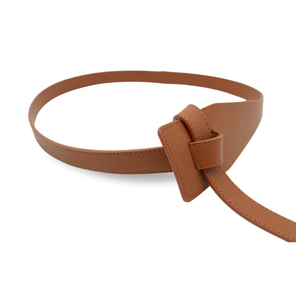 Marina Leather Knot Waist Belt - Tan - Image 3