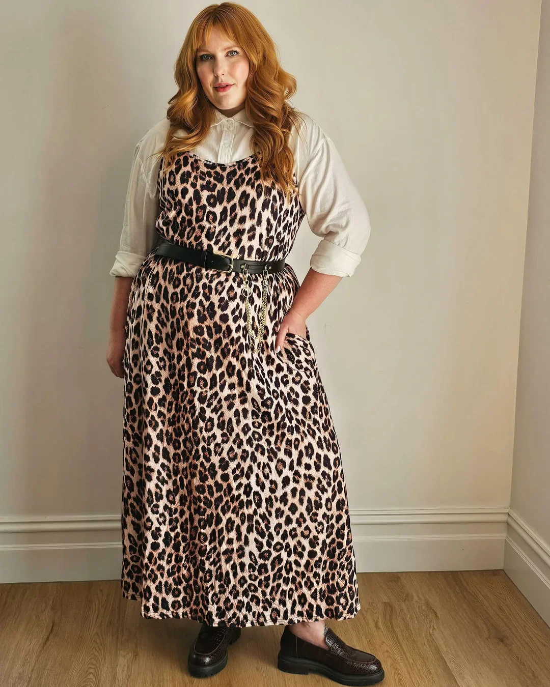 Maxi Slip Dress in Leopard Print