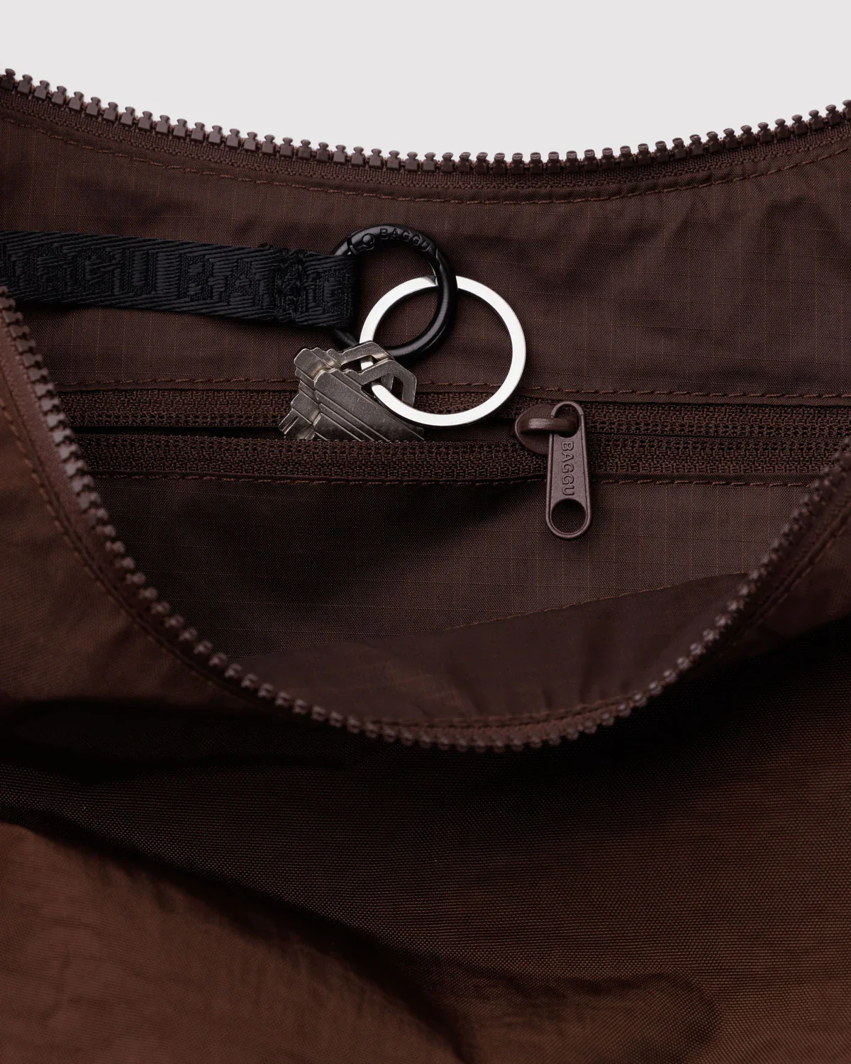 Medium Nylon Crescent Bag - Coffee - Image 2