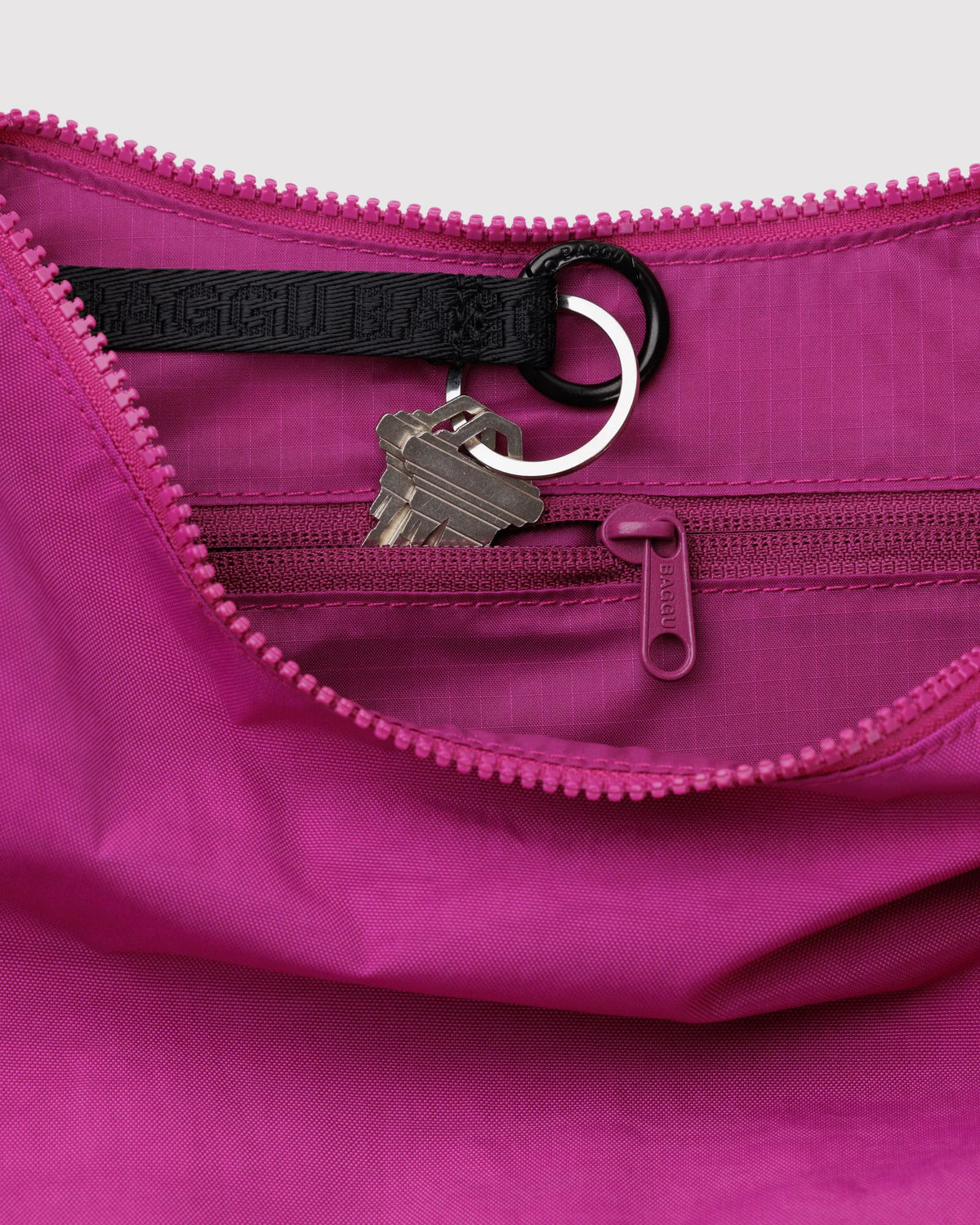 Medium Nylon Crescent Bag - Deep Fuchsia - Image 2