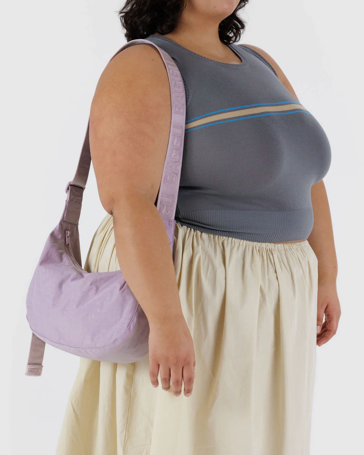 Medium Nylon Crescent Bag - Dusty Pink - Image 3