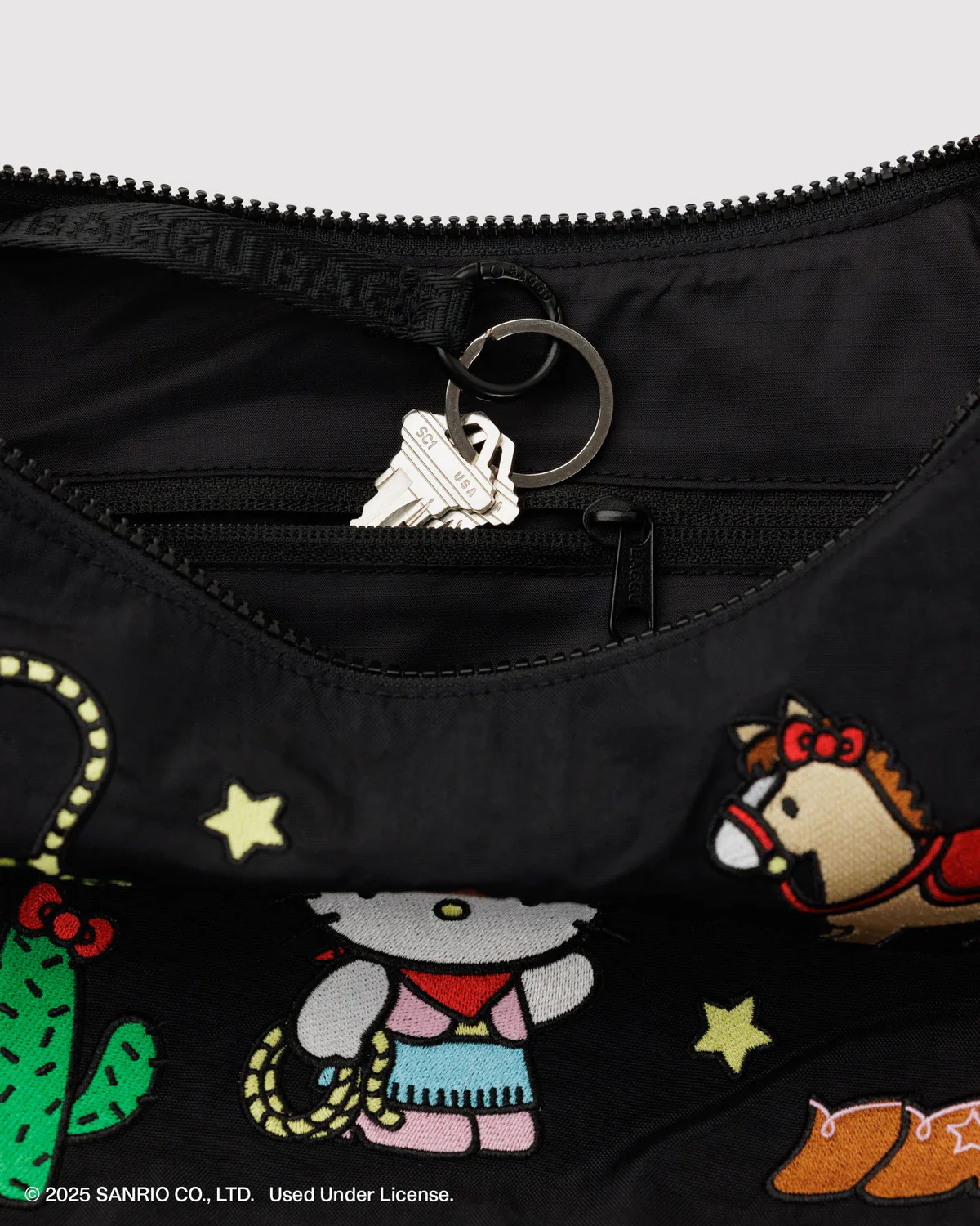 Medium Nylon Crescent Bag - Embroidered Hello Kitty Western - Image 2