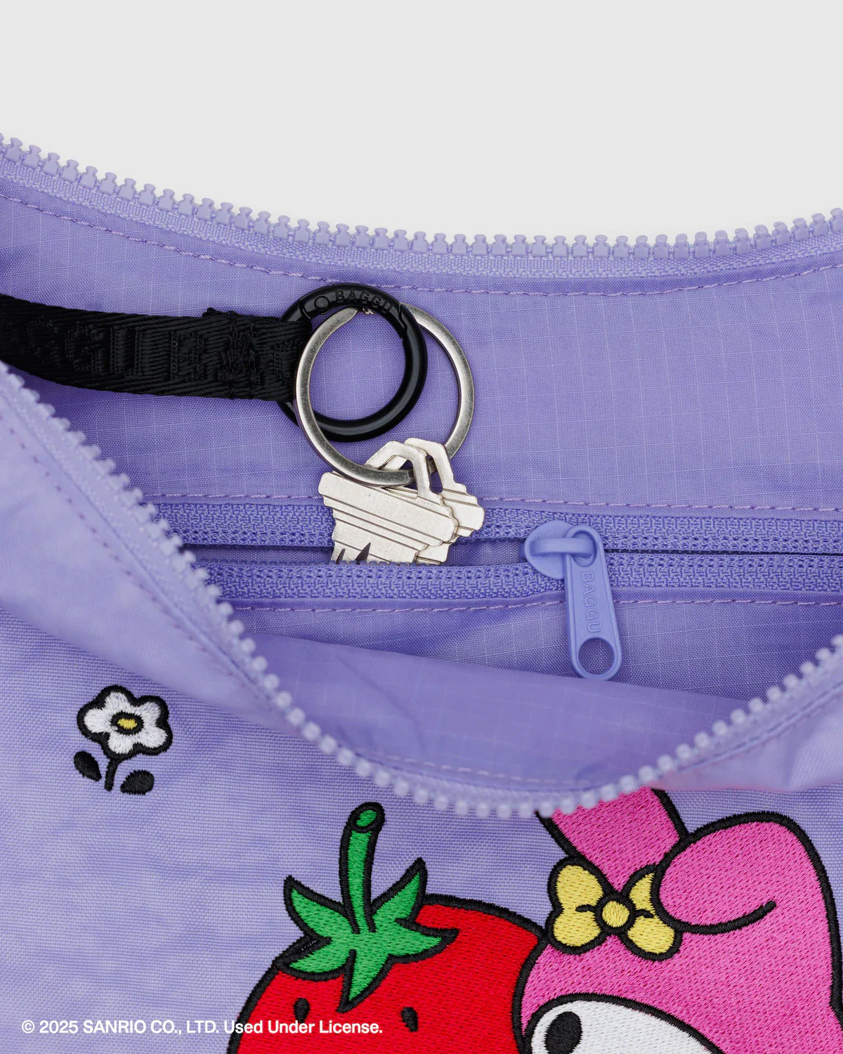 Medium Nylon Crescent Bag - Embroidered My Melody Strawberry - Image 2