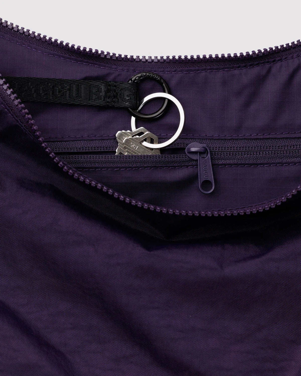 Medium Nylon Crescent Bag - Fig - Image 2