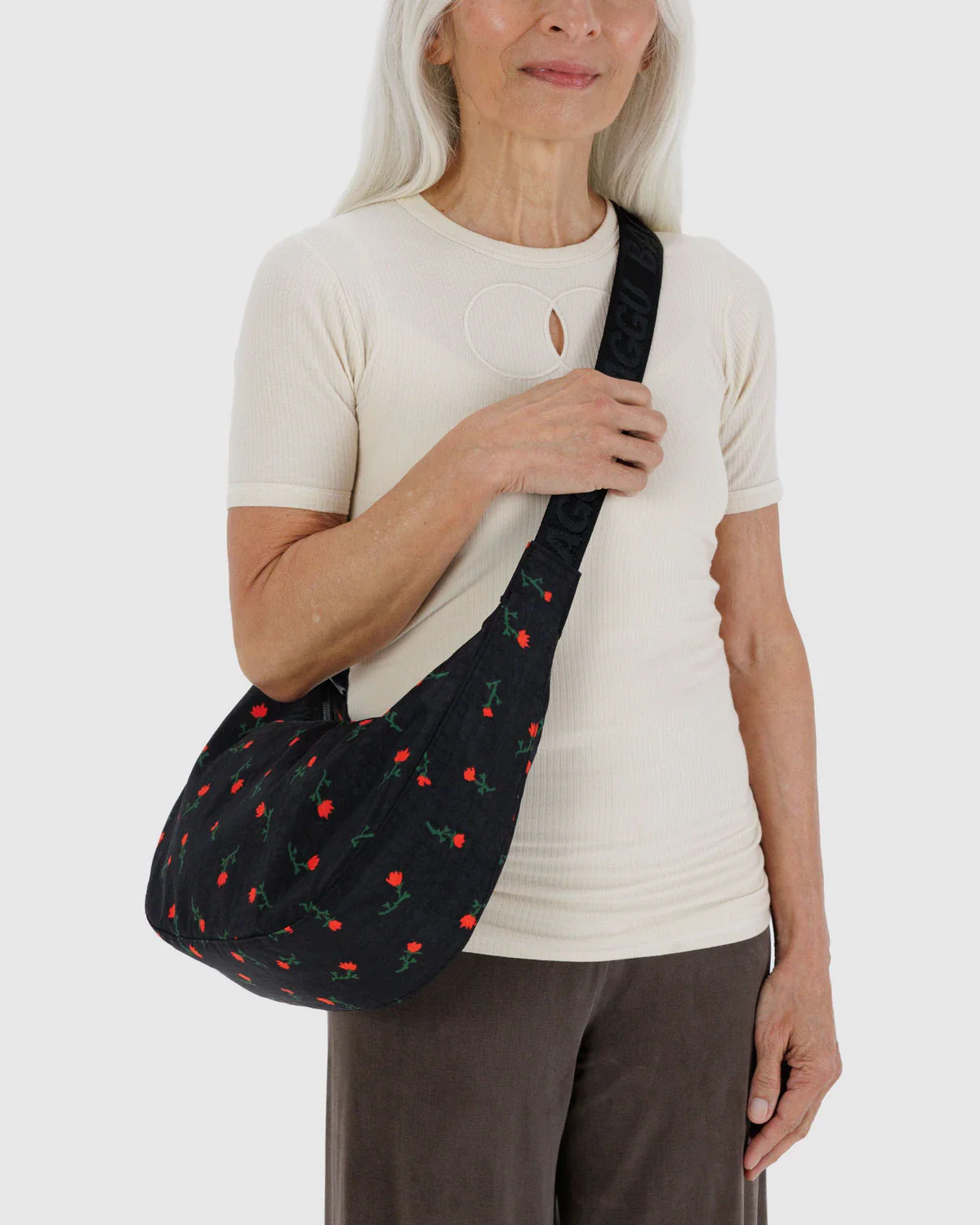 Medium Nylon Crescent Bag - Painted Wildflower - Image 3