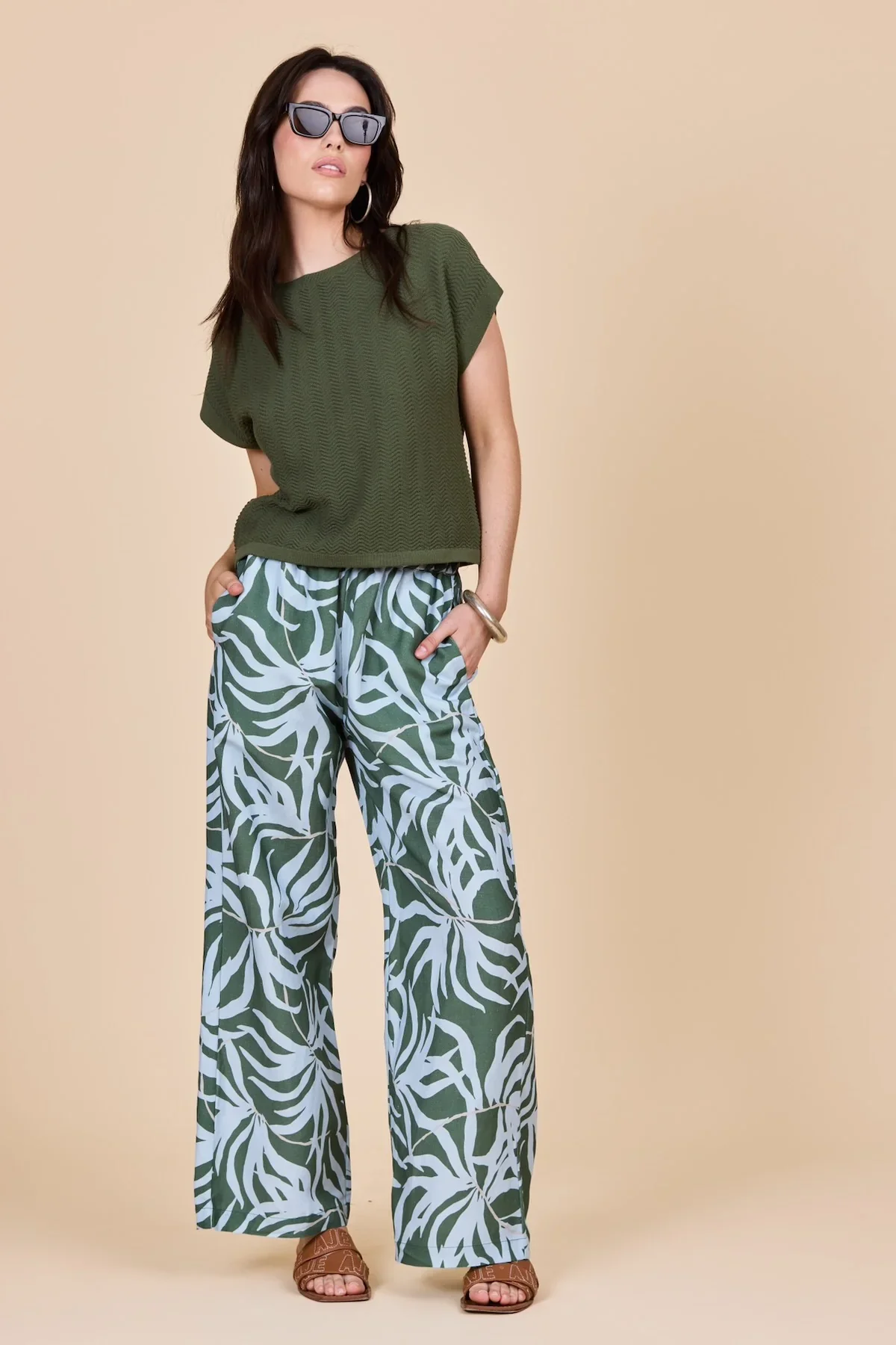 Olive Capped Sleeve Zig Zag Knit - Image 5