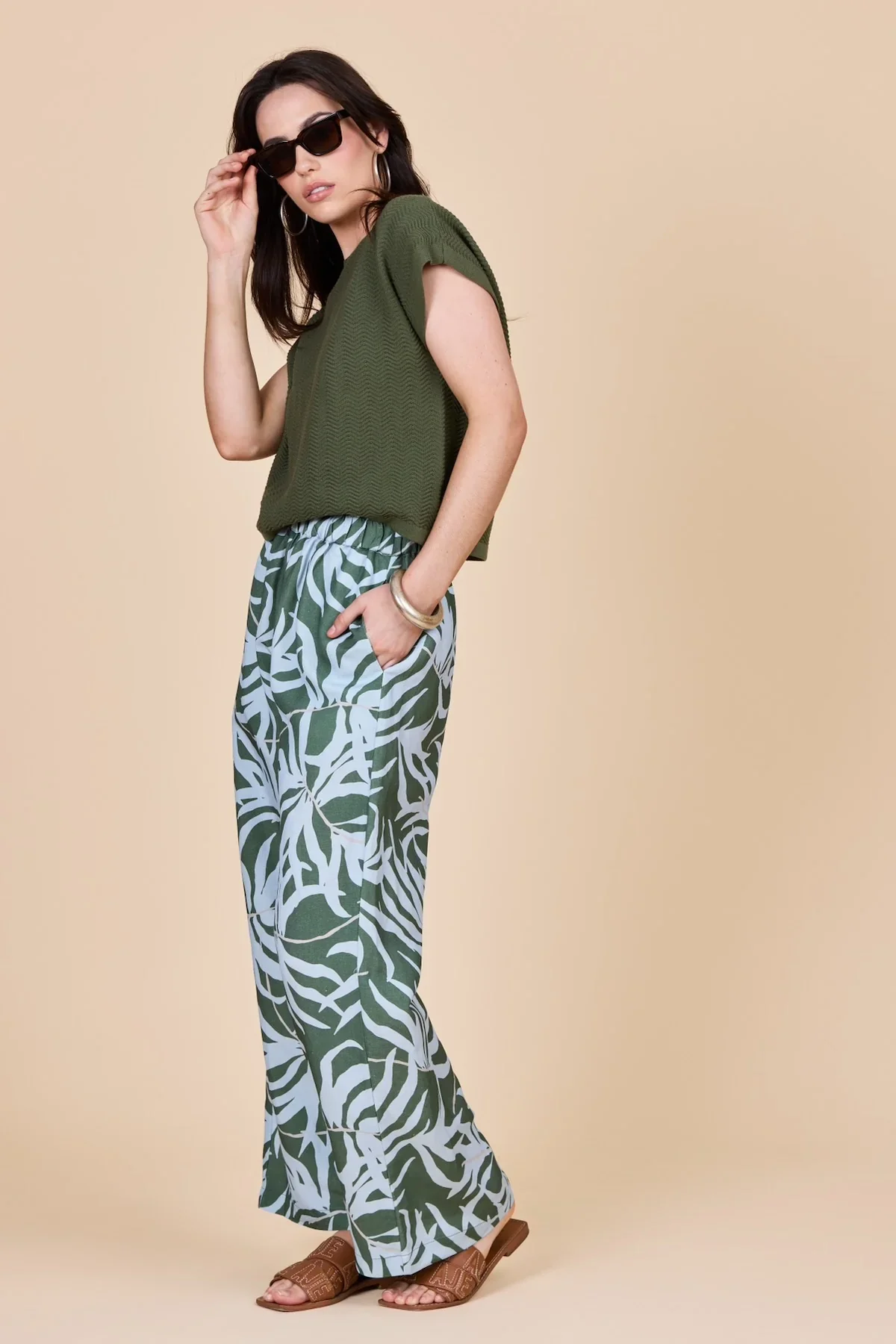 Olive Capped Sleeve Zig Zag Knit - Image 6