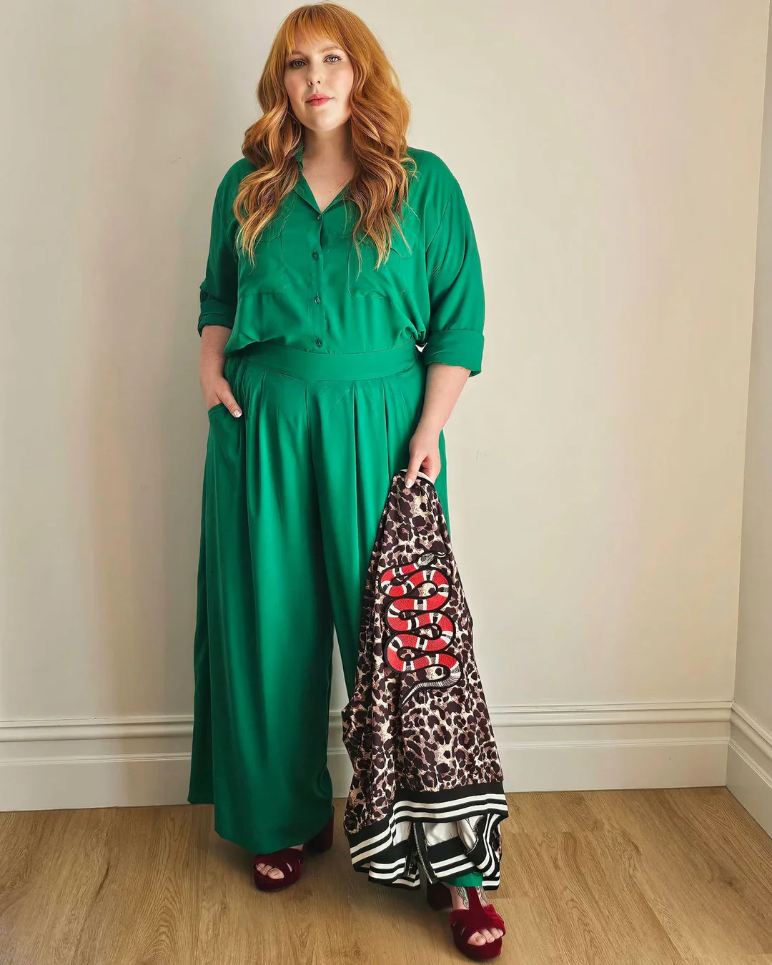 Palazzo Wide Leg Pants in Kelly Green