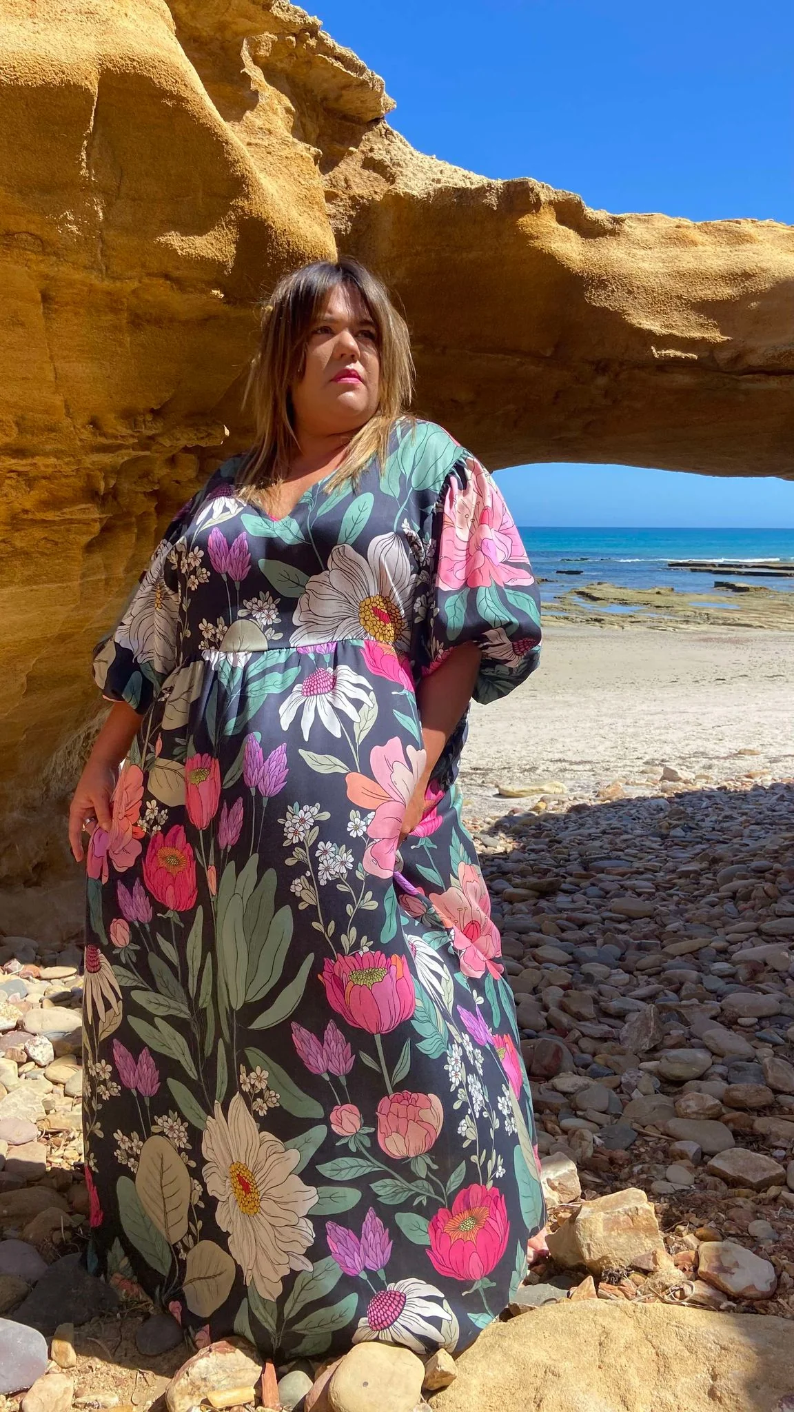 Puff Sleeve Maxi Frock - Botanic Blush - Image 3