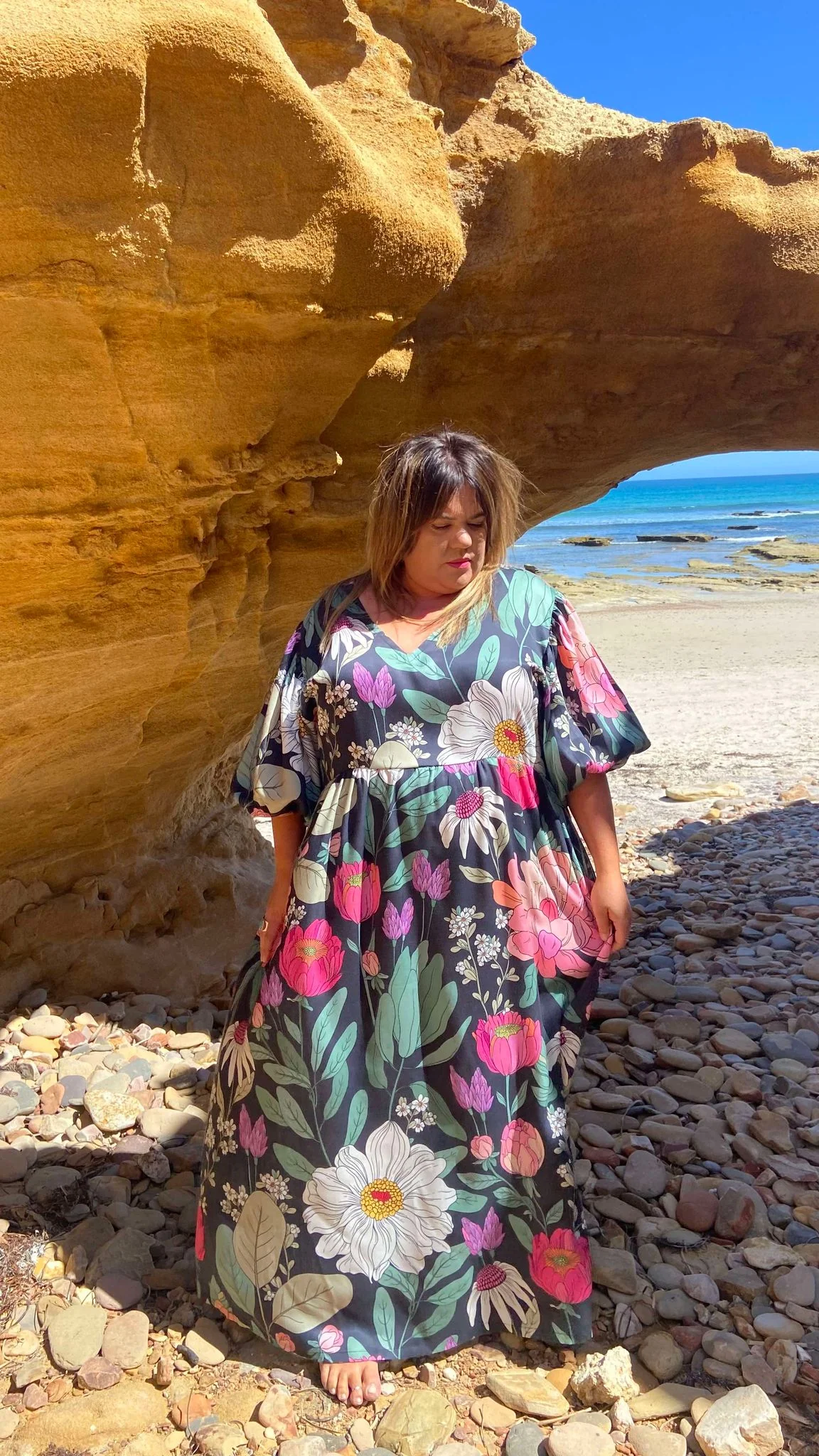 Puff Sleeve Maxi Frock - Botanic Blush - Image 5