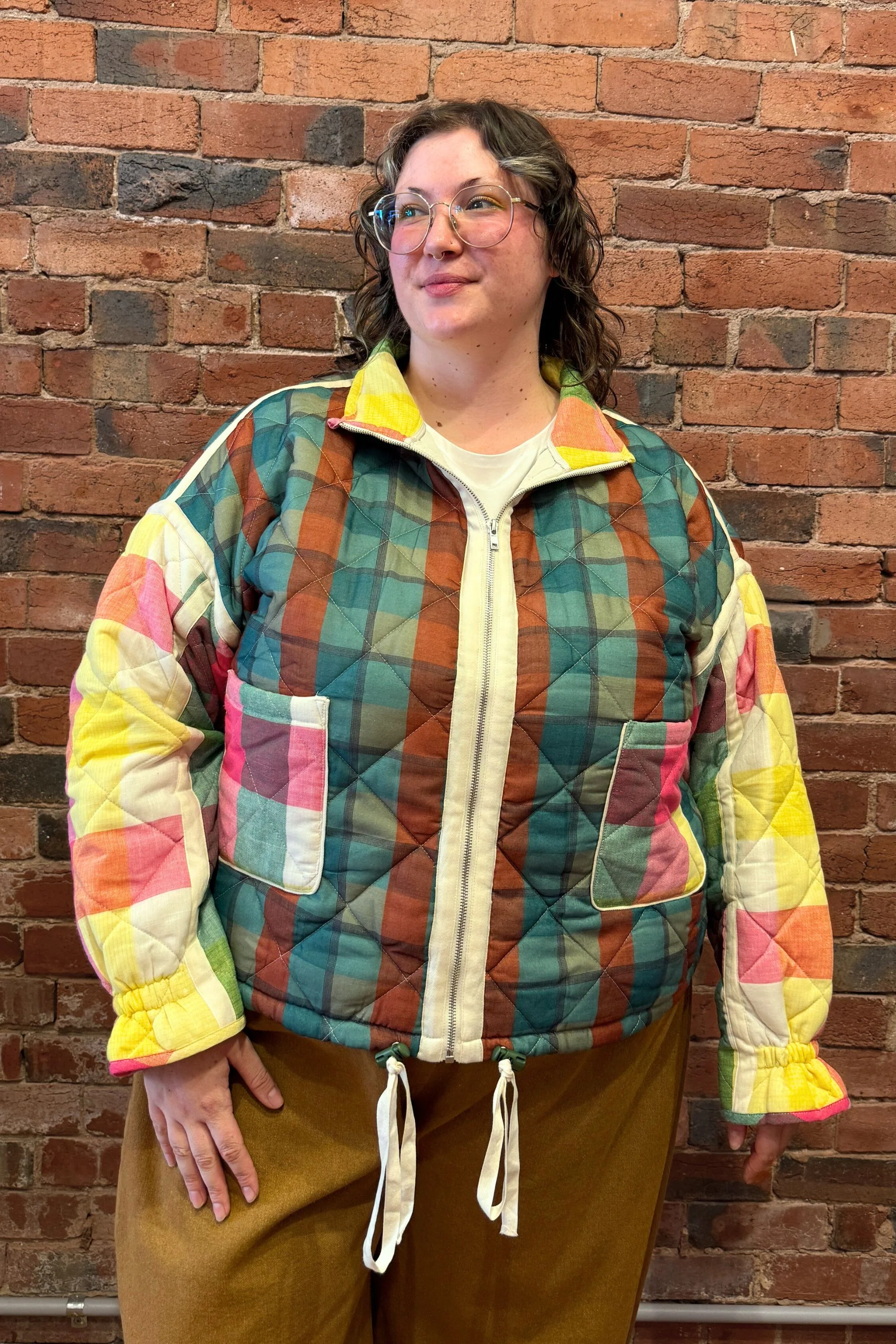 Rainbow Plaid Puffer Jacket - Image 10
