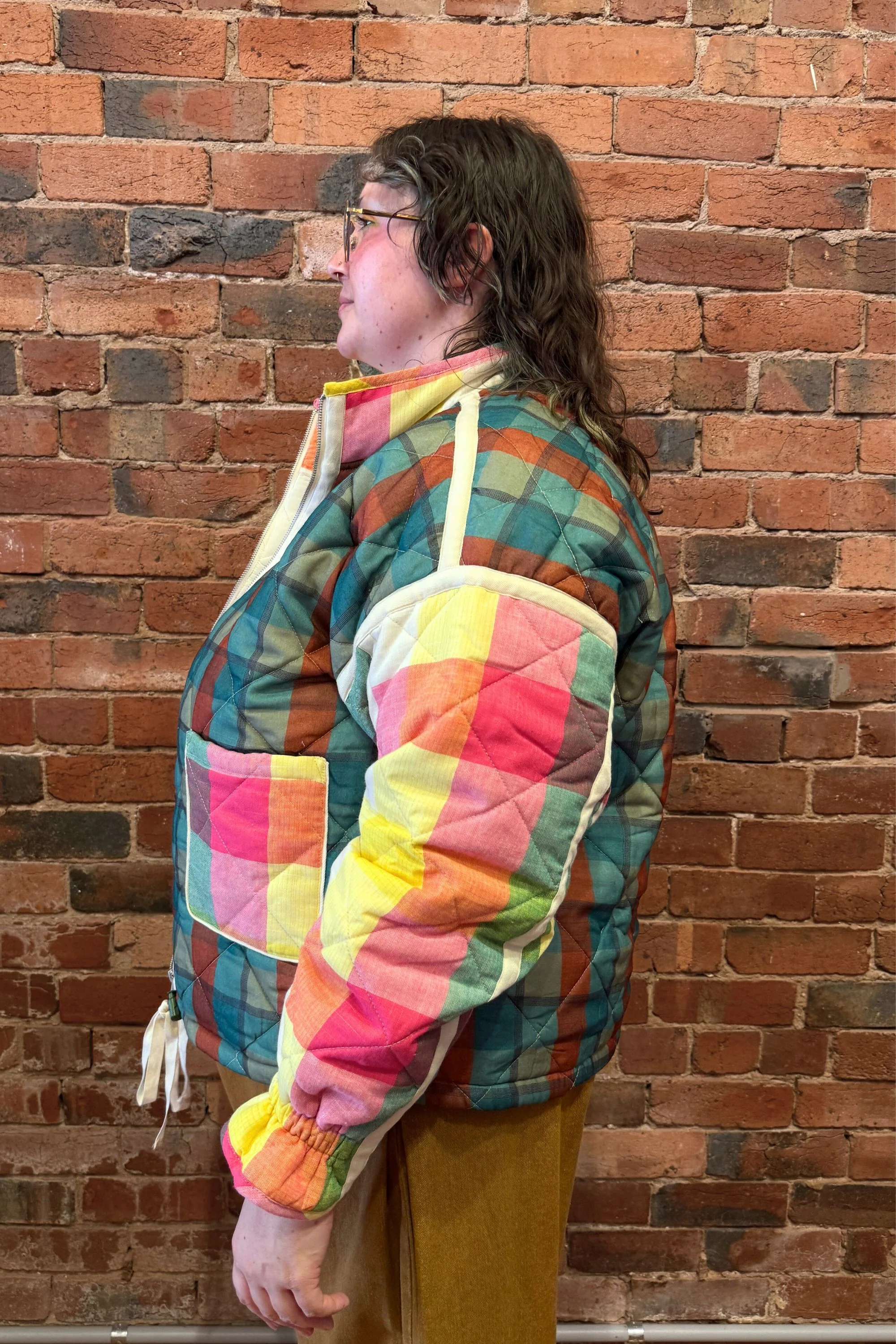 Rainbow Plaid Puffer Jacket - Image 11