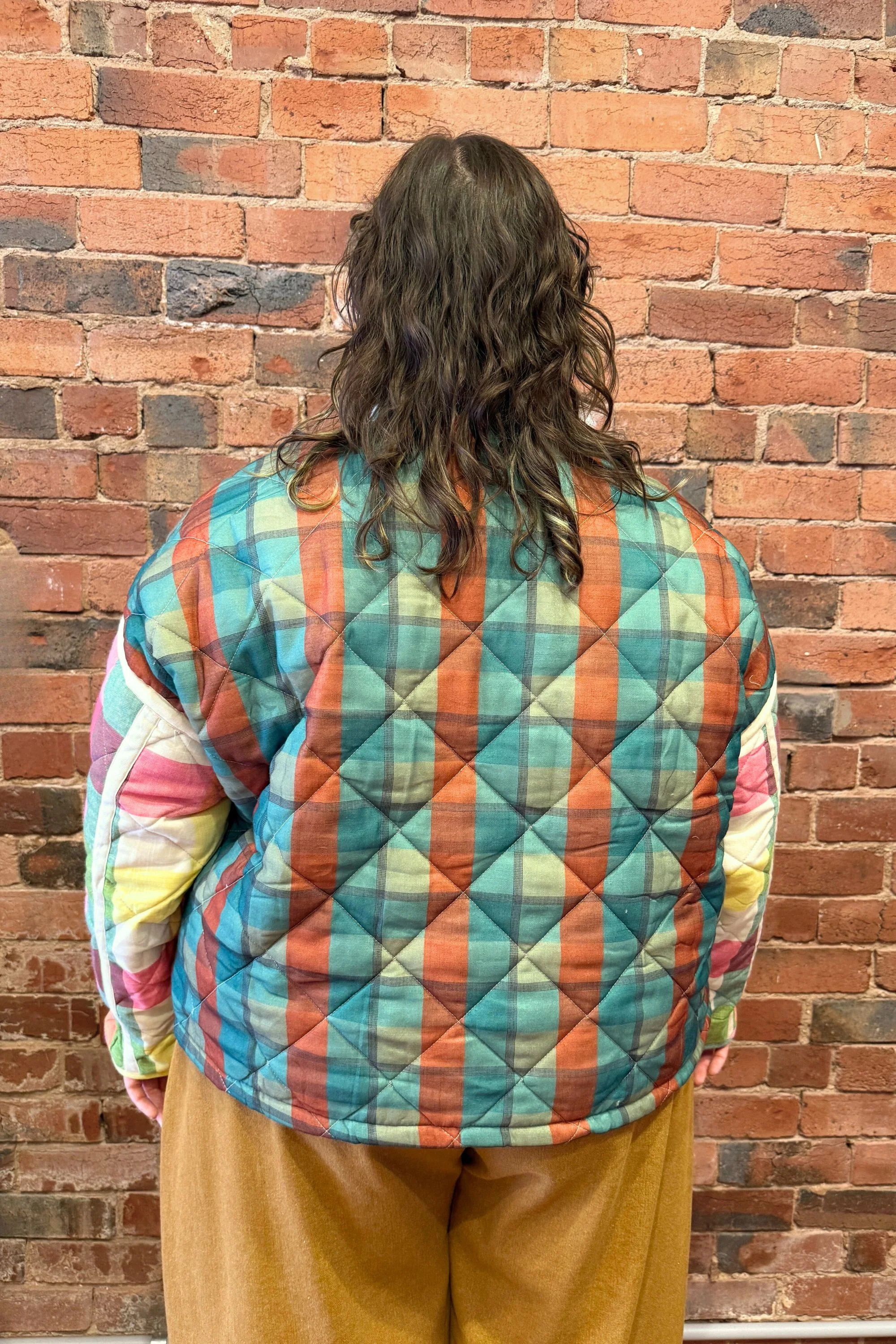 Rainbow Plaid Puffer Jacket - Image 12