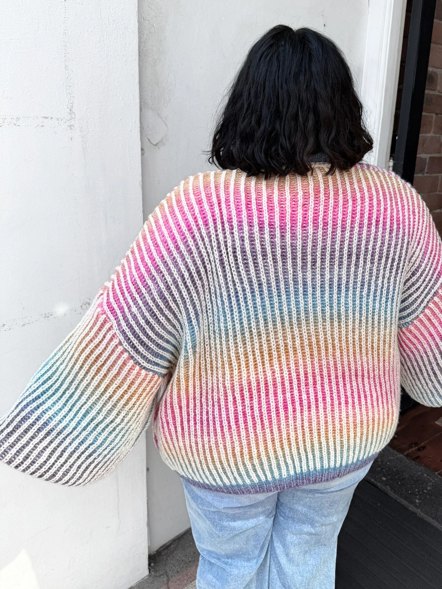 Rainbow Stripe Open Cardigan - Image 3