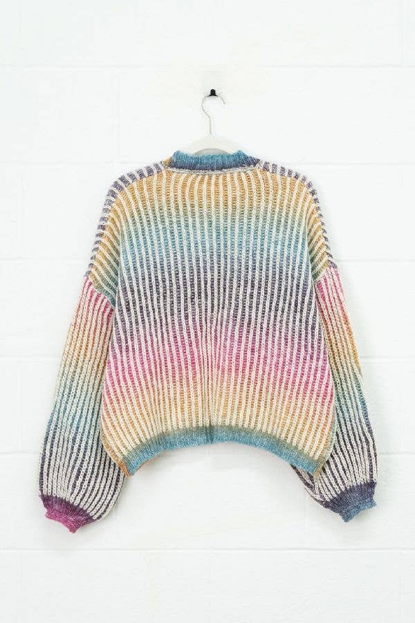 Rainbow Stripe Open Cardigan - Image 5
