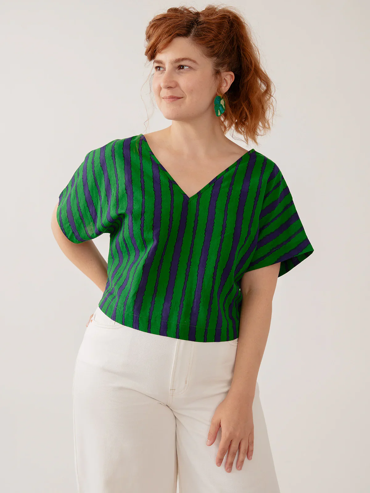 Riley V-Neck Dolman Top - Emerald - Image 3