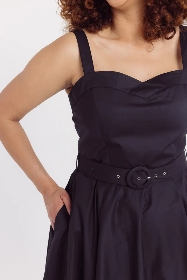 Rita Sweetheart Plain Black Midi Dress - Image 3