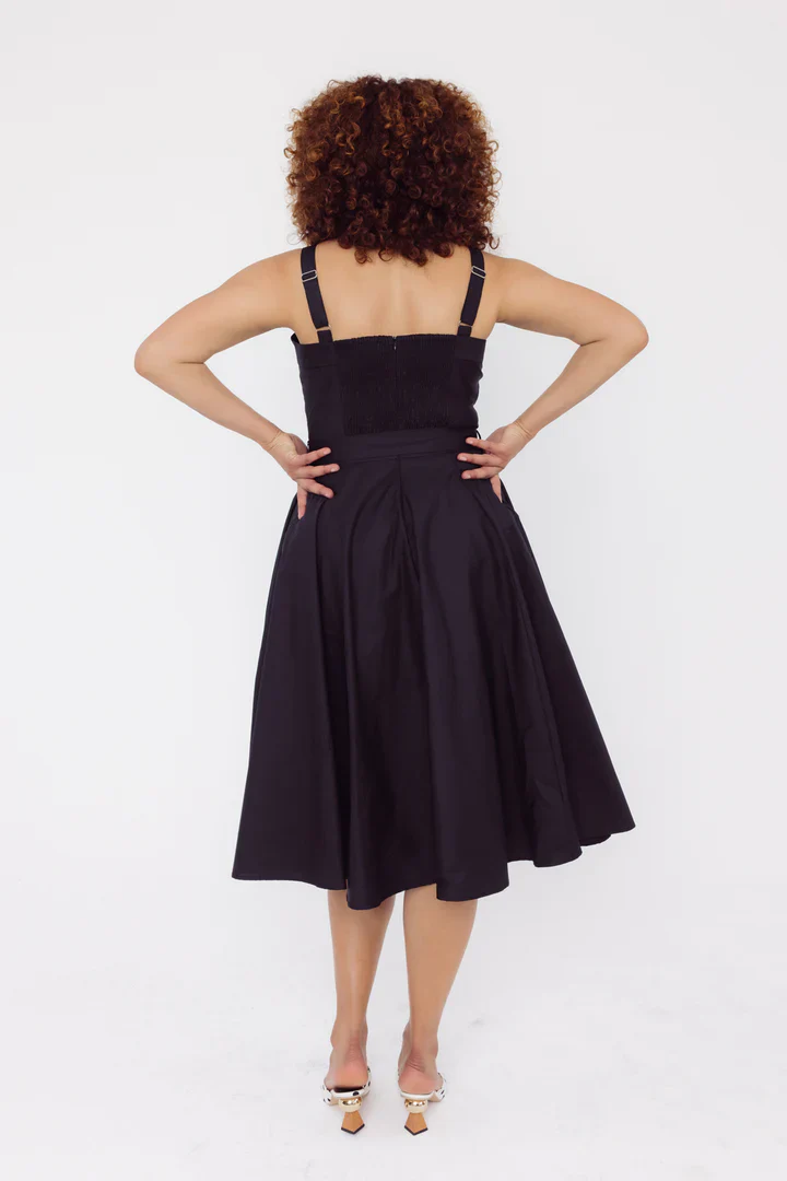 Rita Sweetheart Plain Black Midi Dress - Image 4