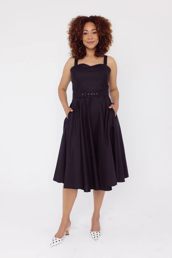 Rita Sweetheart Plain Black Midi Dress - Image 6