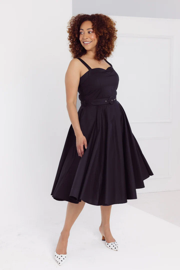 Rita Sweetheart Plain Black Midi Dress - Image 7