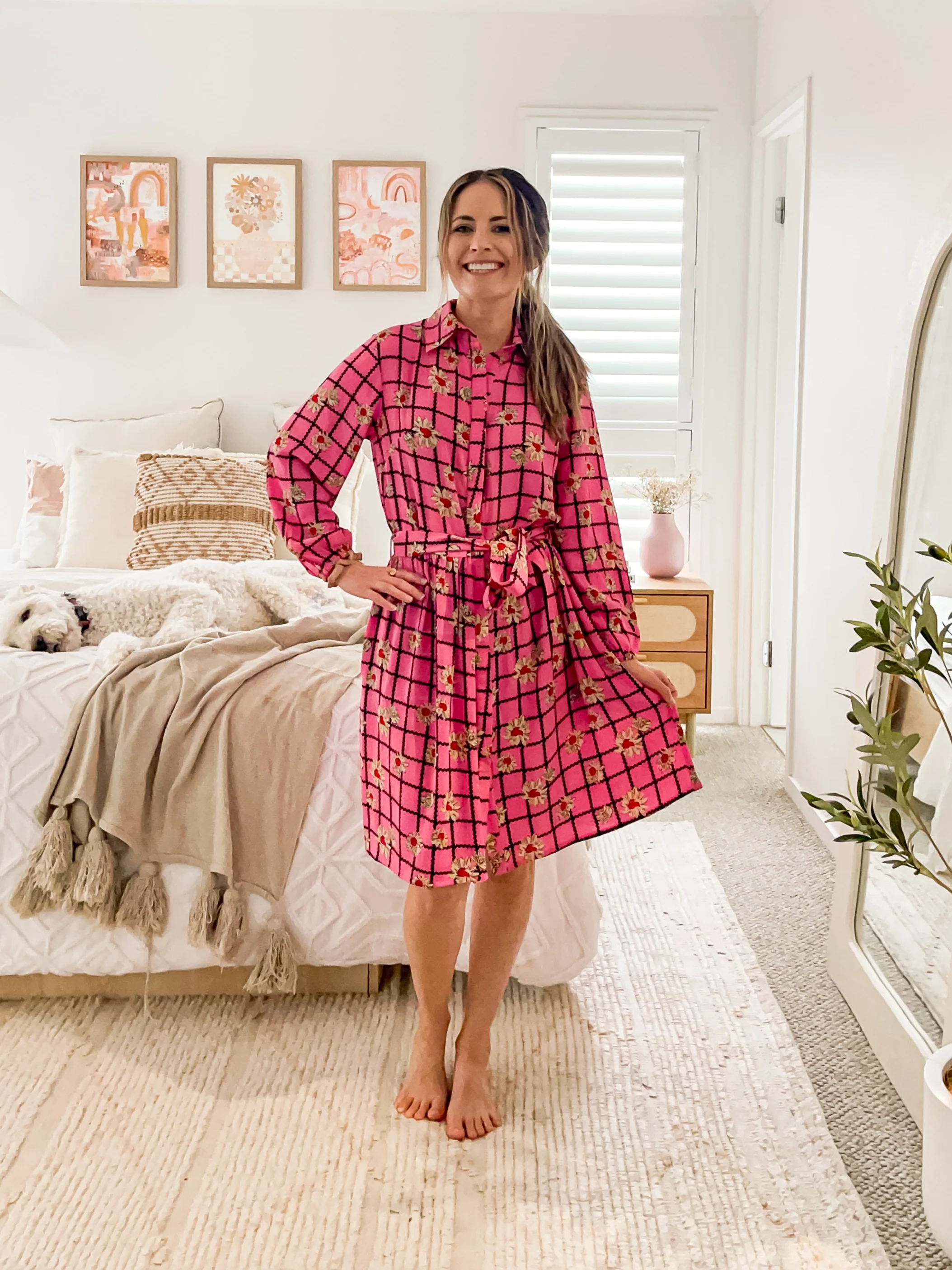 Shawty Button Down Dress in Hella Pink - Image 4