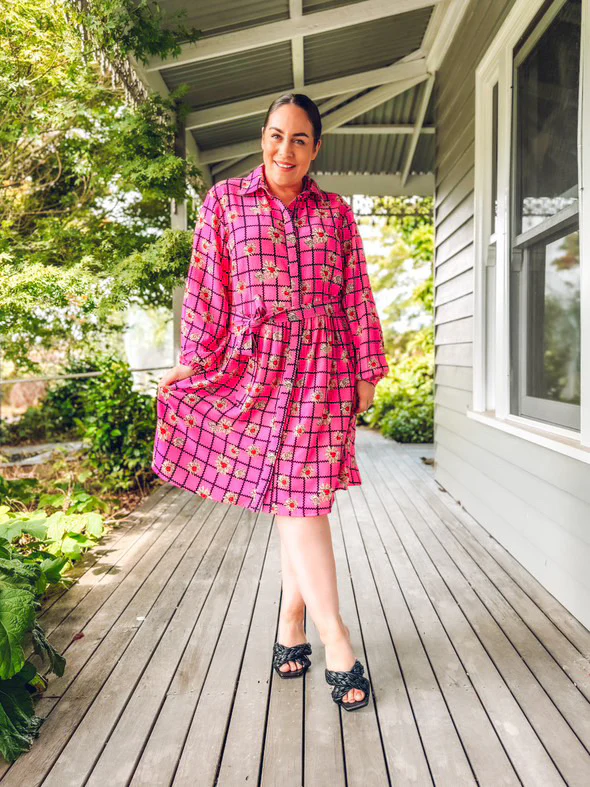 Shawty Button Down Dress in Hella Pink - Image 7