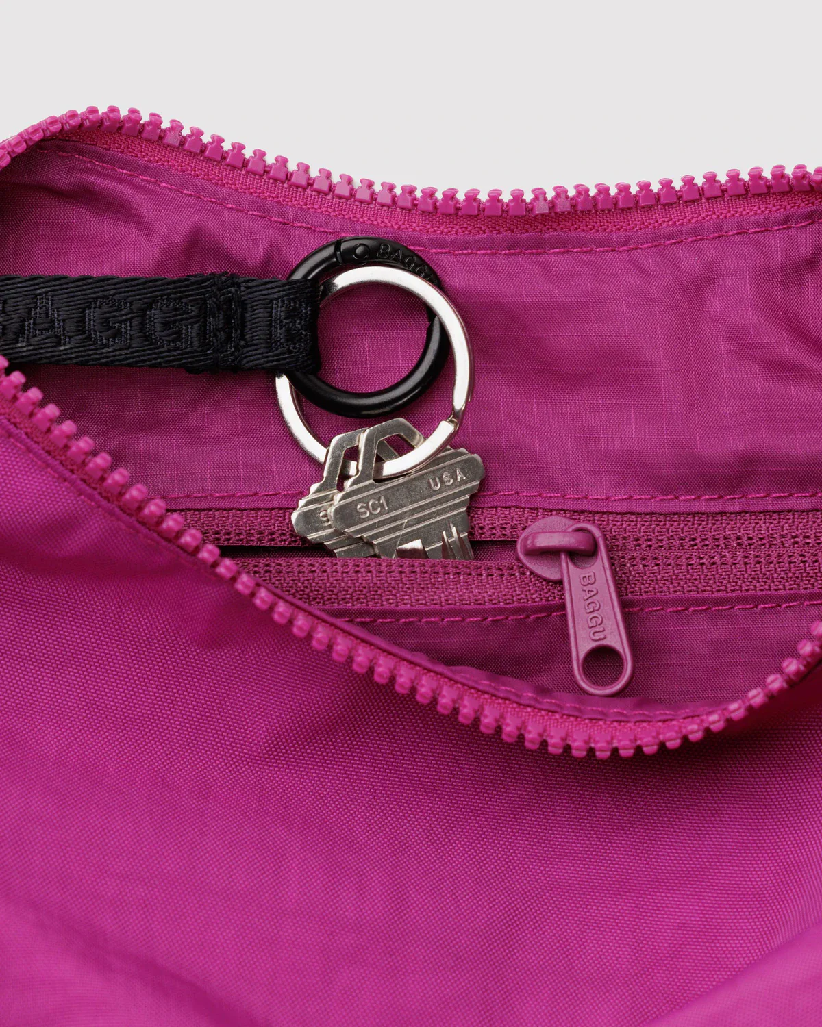 Small Nylon Crescent Bag - Deep Fuchsia - Image 2